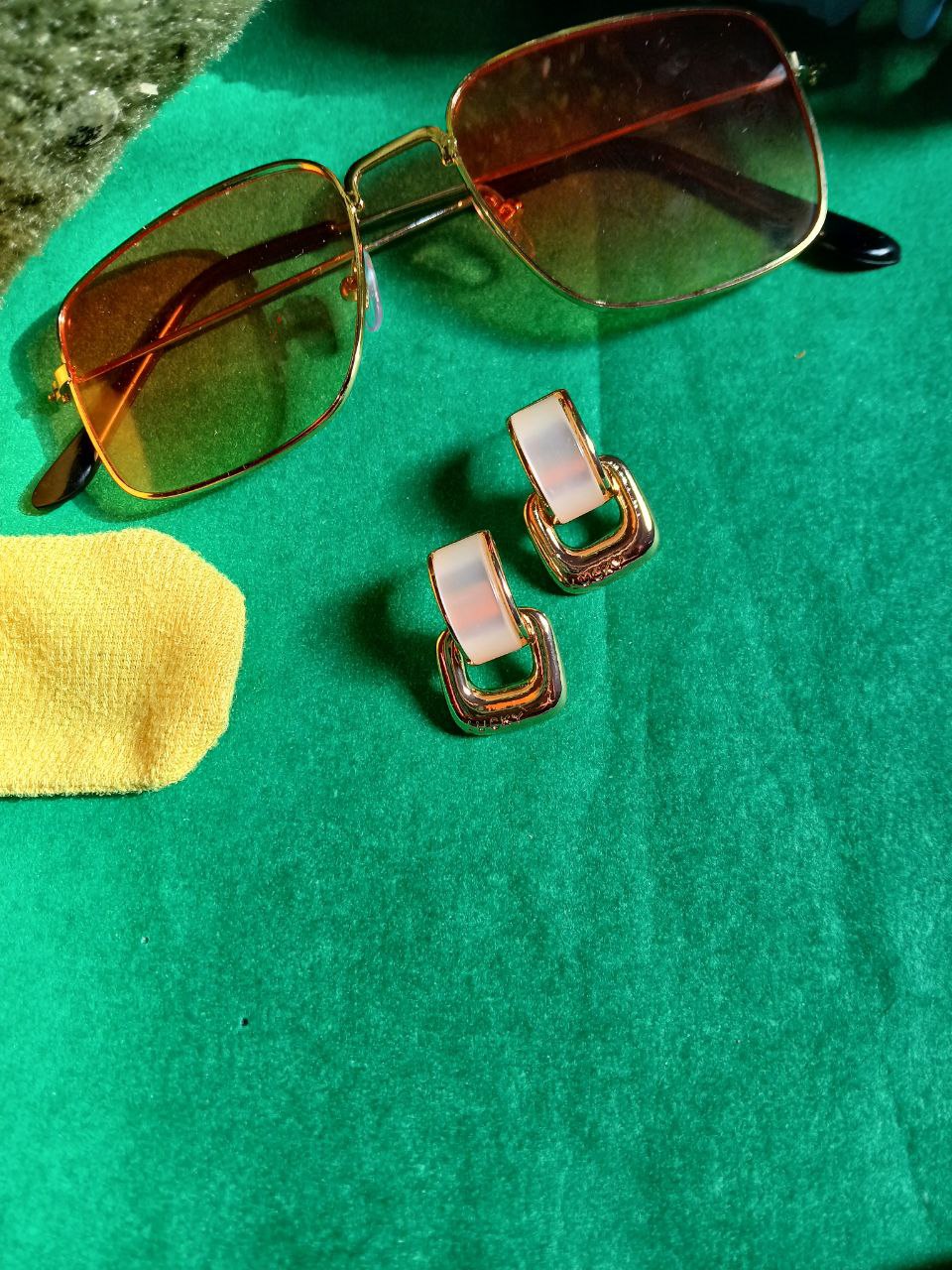 White & Gold Geometric Earrings
