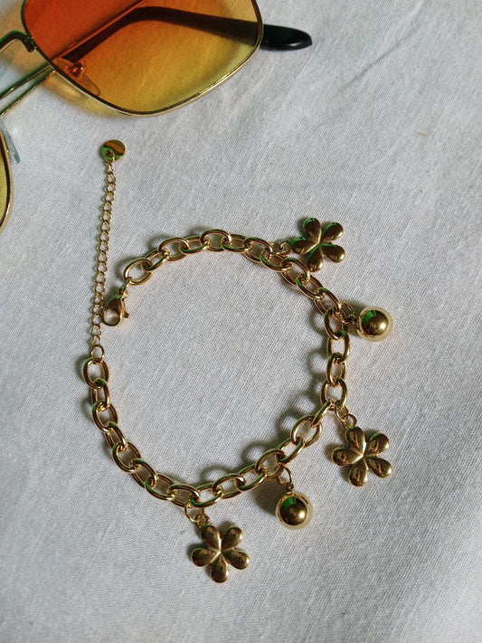 Golden Clover Charm Bracelet
