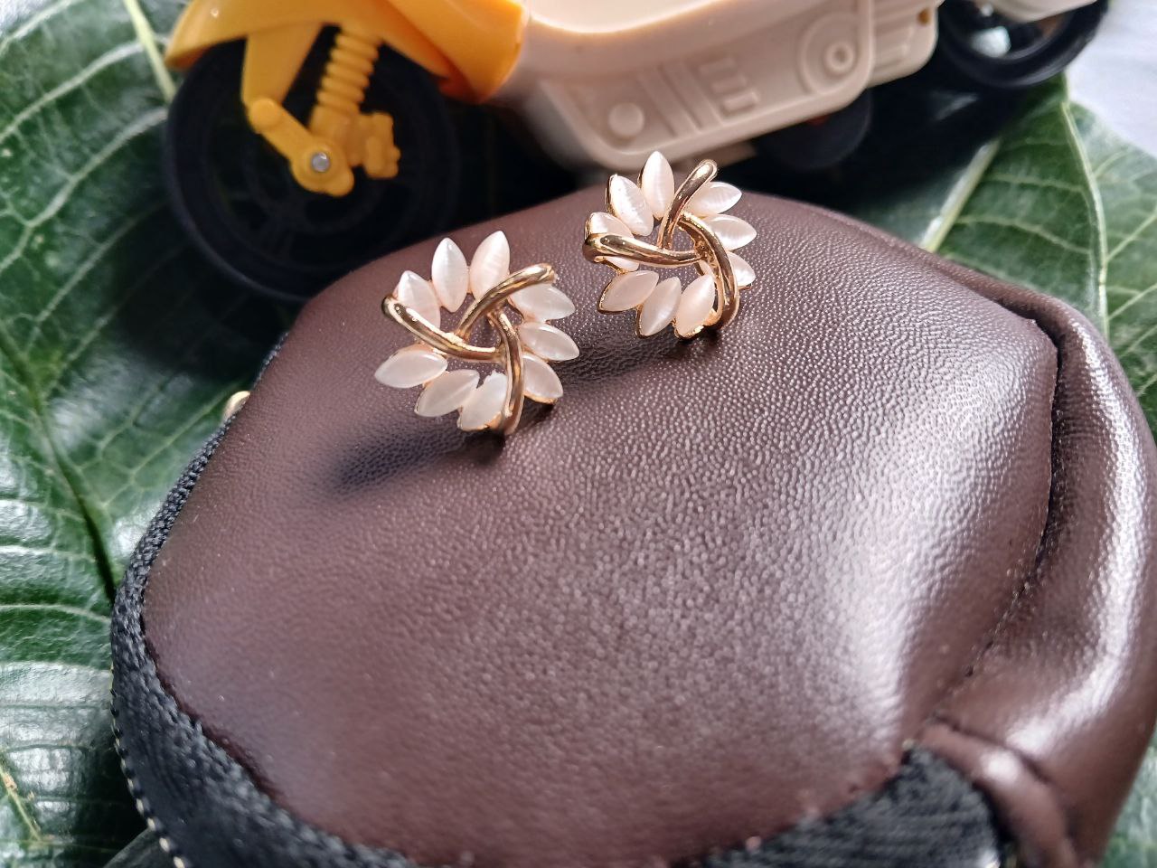 Rose Gold Flower Stud Earrings