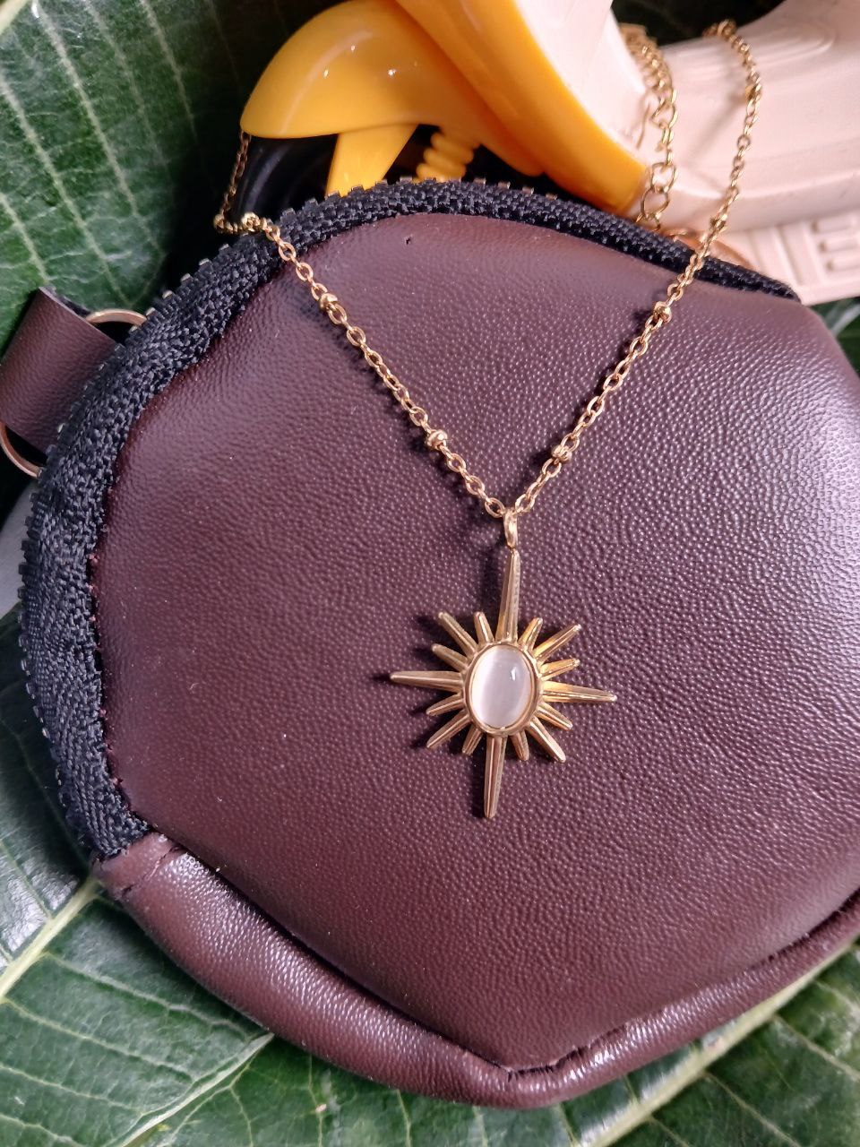 Golden Sunburst Pendant Necklace