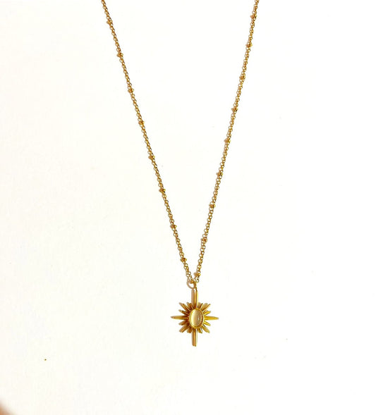 Golden Sunburst Pendant Necklace