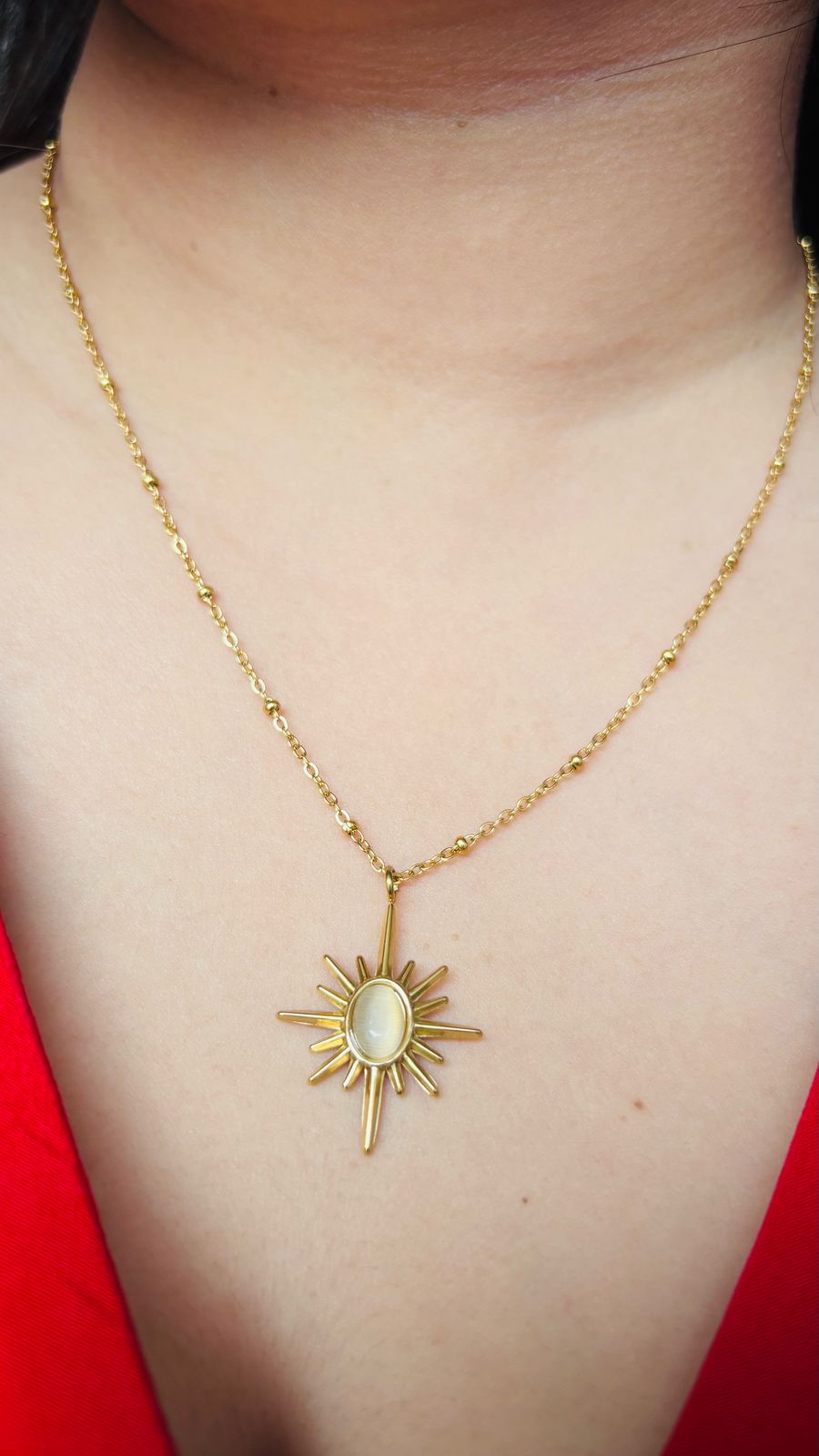 Golden Sunburst Pendant Necklace