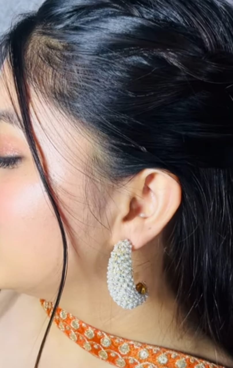 Luxurious Pearl Studded Oval Earrings