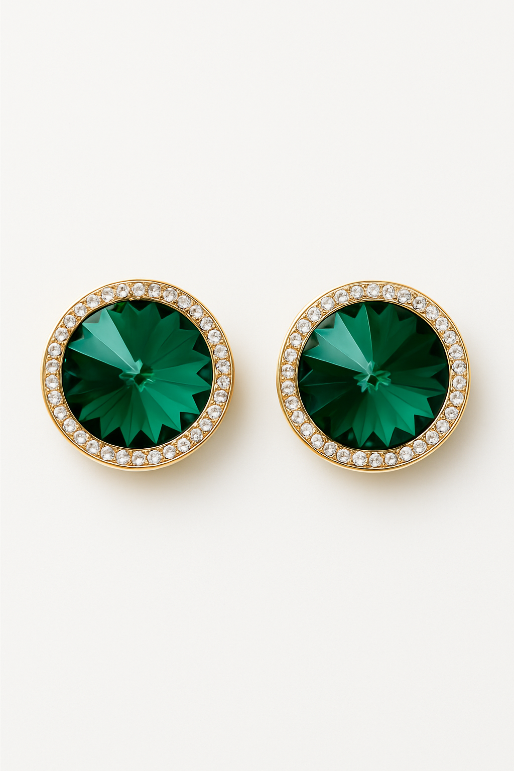 Emerald Crystal Studs - White Background