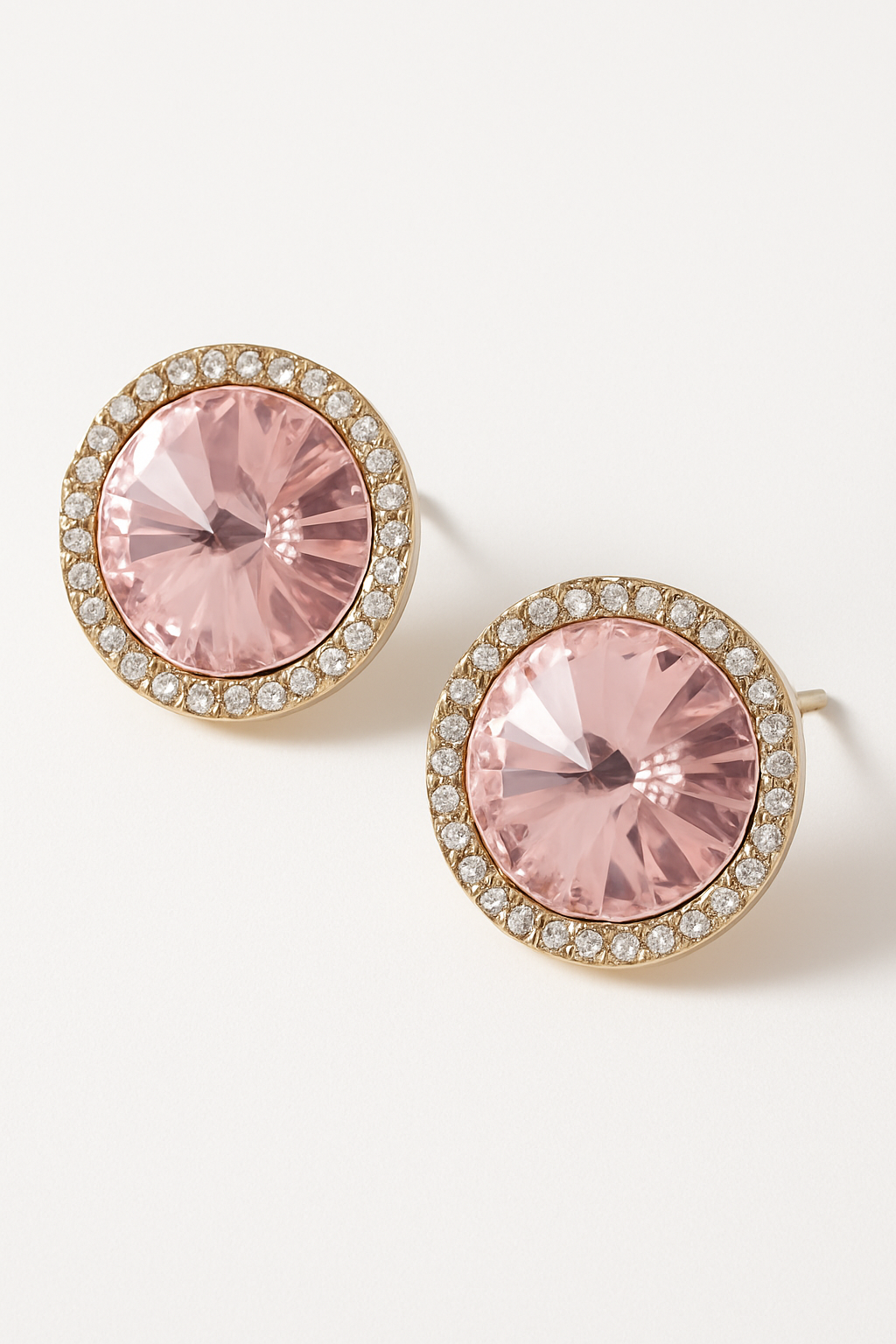 Light Pink Crystal Studs - White Background