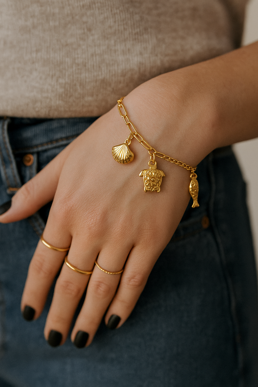 Model hand with bracelet - casual indoor