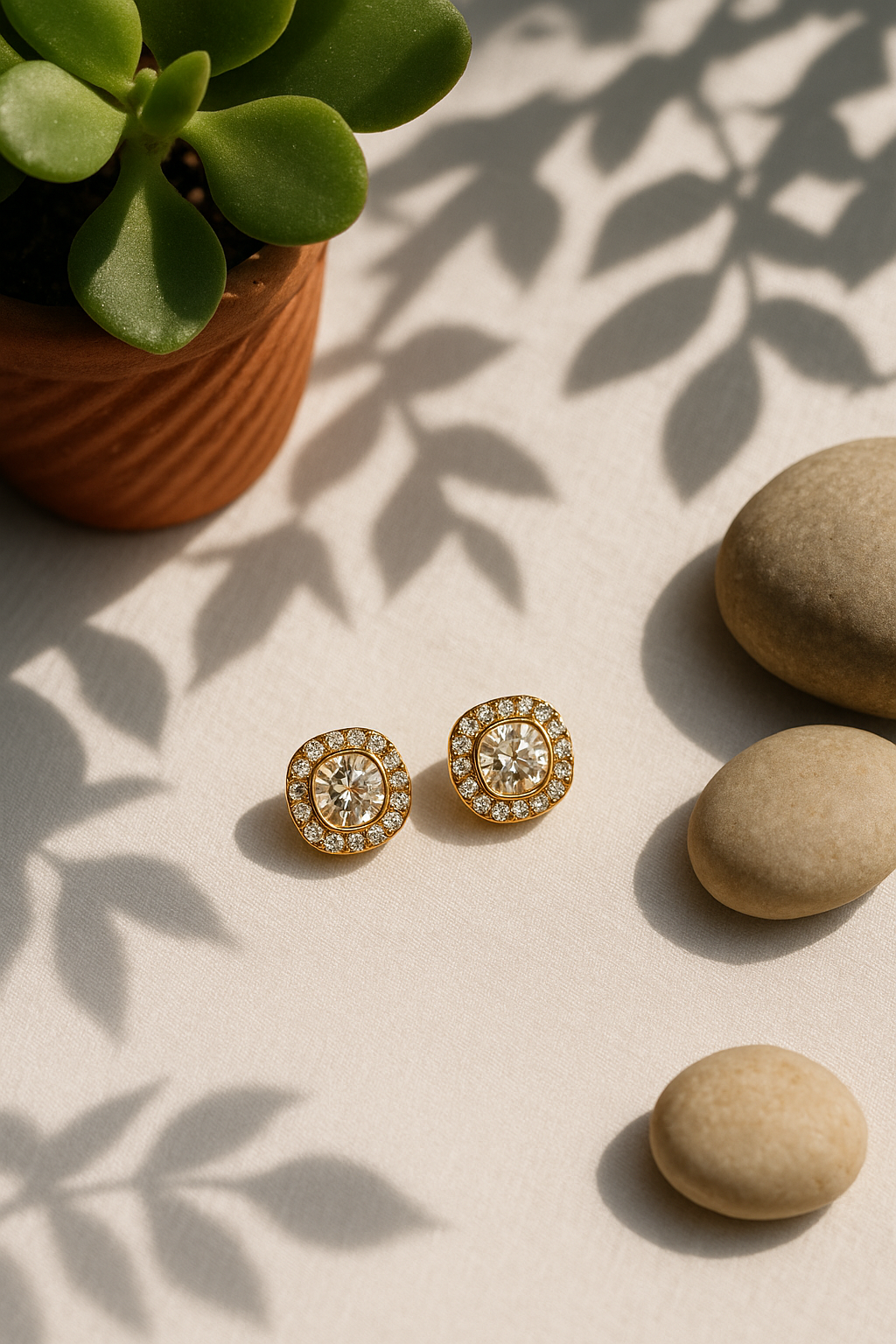 Studs with leaf shadows - 45 degree angle