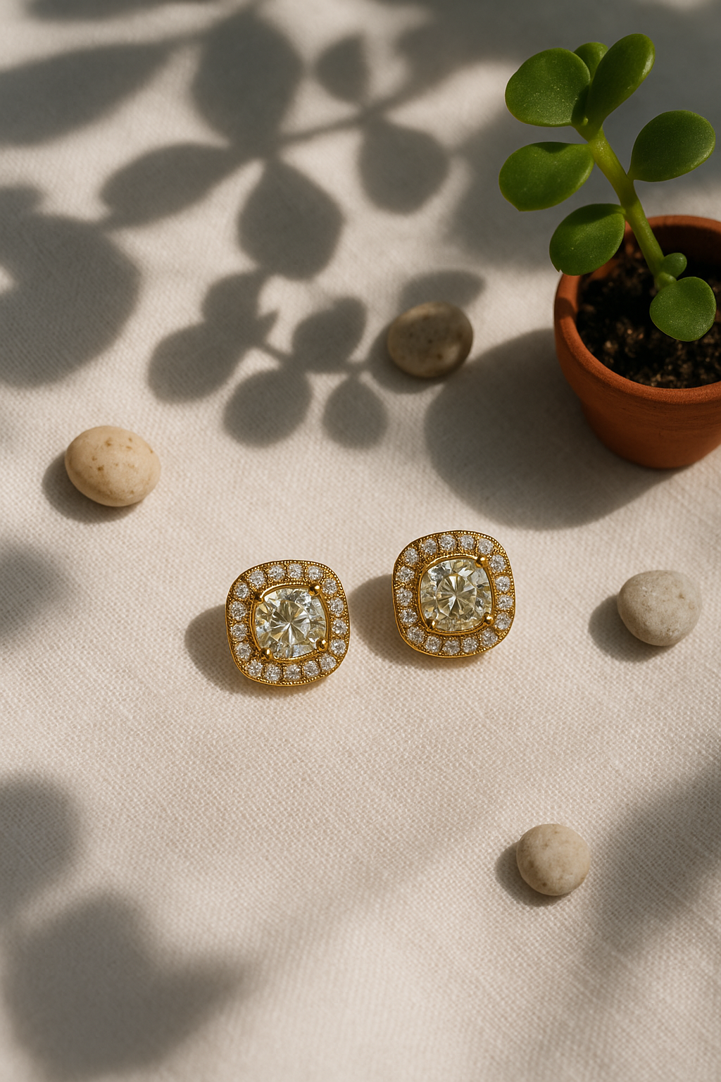 Studs with leaf shadows - close-up angle