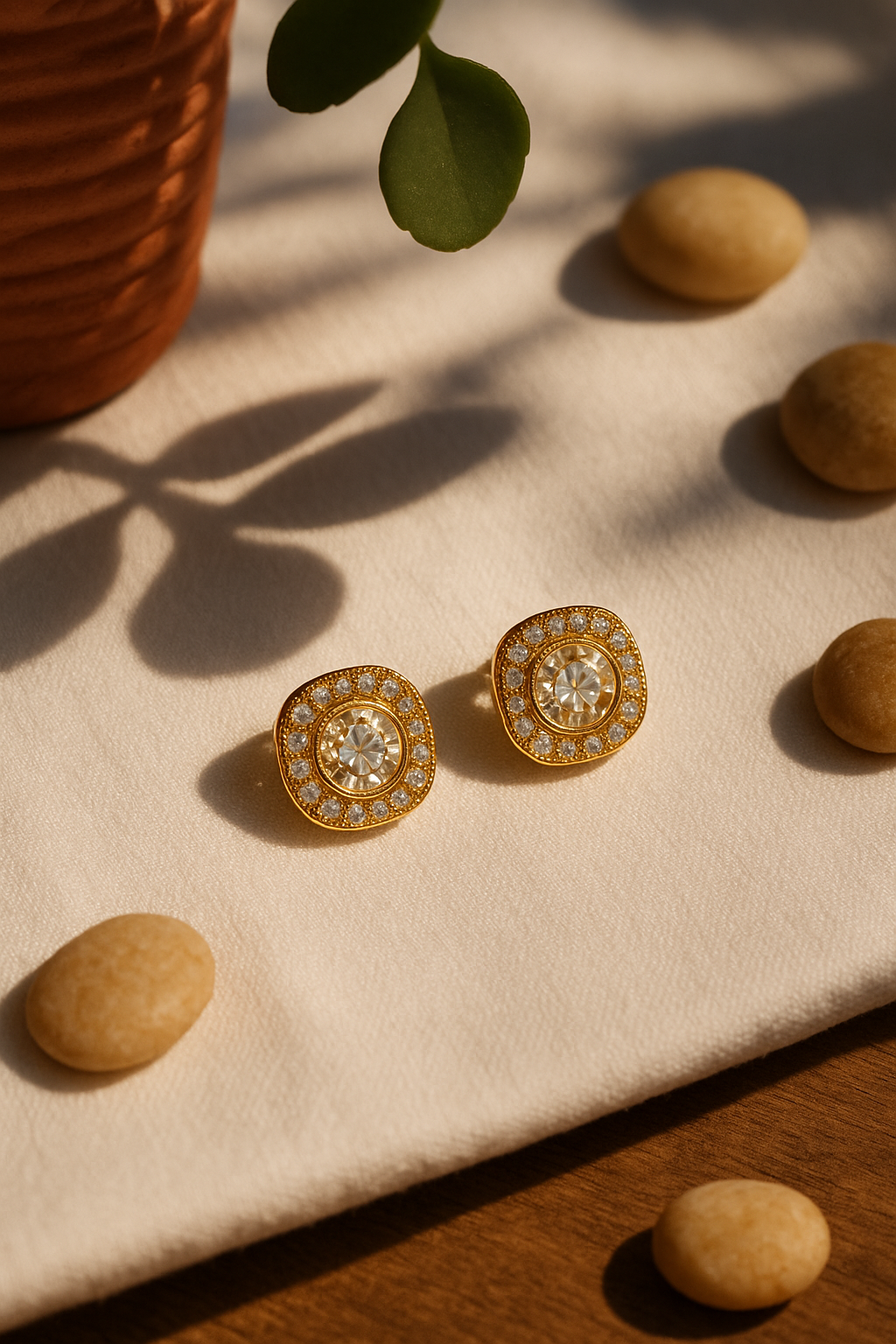 Studs with leaf shadows - side angle