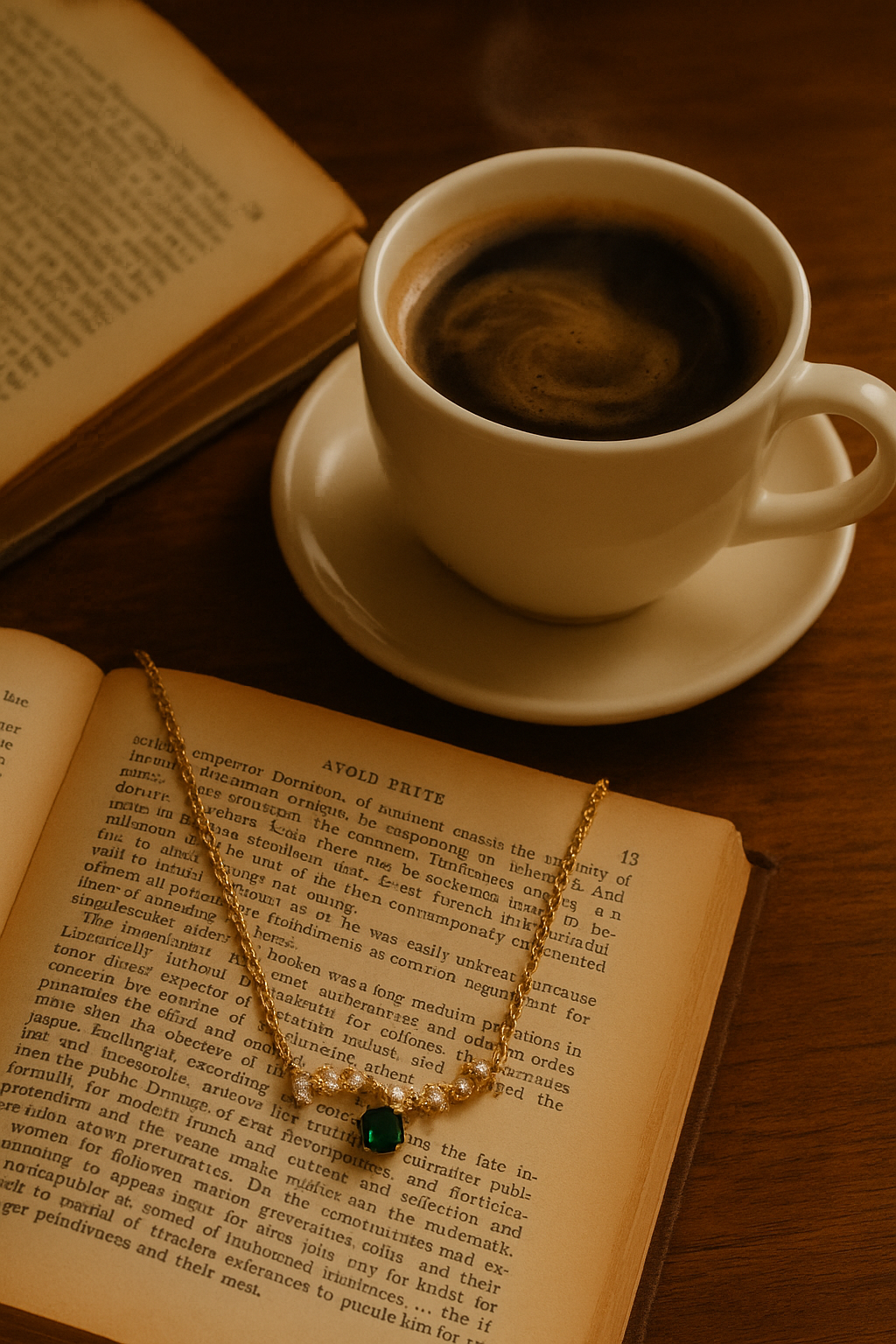 Necklace with Coffee Books